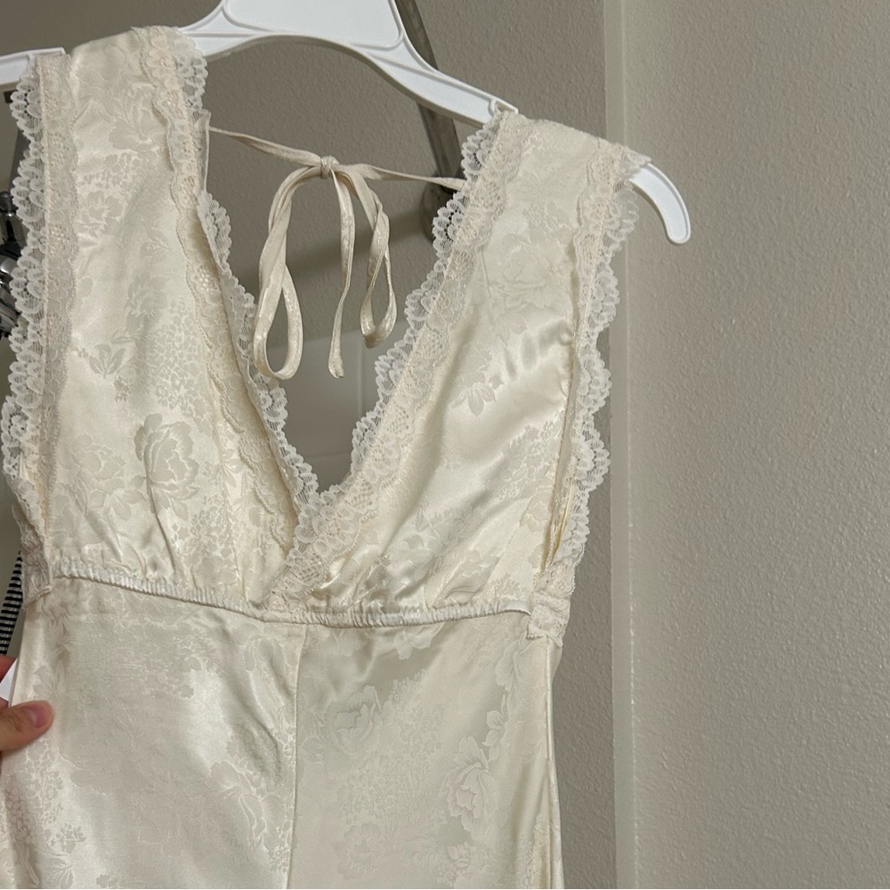 Ivory Lace-Accent Maxi Dress